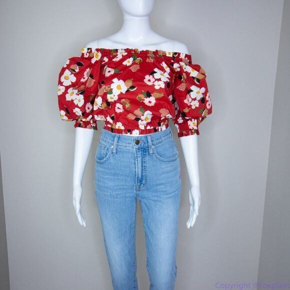 NWT kate spade Botanical garden aperitif top, Red and White - Picture 14 of 15